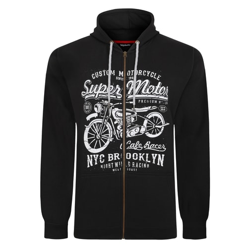 Bigdude Super Motor Full Zip Hoody Black Tall